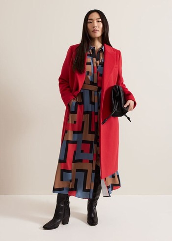 Phase Eight Skye Double Breasted Midaxi Wool Coats Red Australia | PC6250431